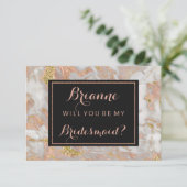 Modern Roos goudmarmer zal je mijn bruidsmeisje zi Kaart (Staand voorkant)