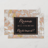 Modern Roos goudmarmer zal je mijn bruidsmeisje zi Kaart (Voorkant / Achterkant)