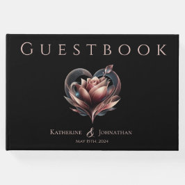 Modern Roos met een hart bruiloft Gastenboek
