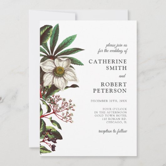 Modern Roos met witte kerst Kaart (Voorkant)