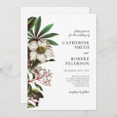 Modern  Roos met witte kerst Kaart (Voorkant / Achterkant)