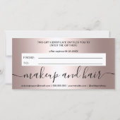 Modern roos metalen logo cadeaubon (Achterkant)