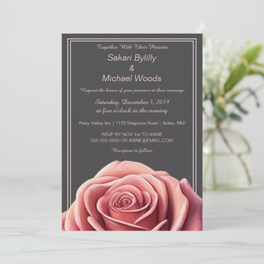 Modern Roos op donkergrijs Kaart (Staand voorkant)