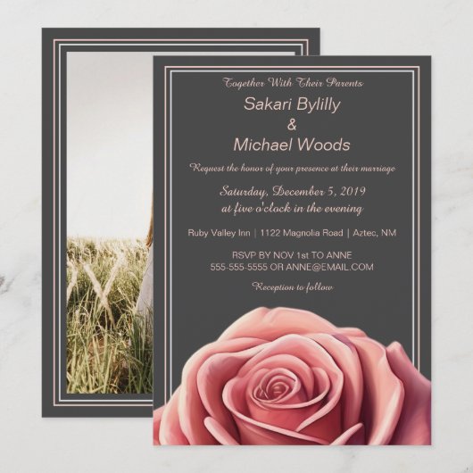 Modern Roos op donkergrijs Kaart (Voorkant / Achterkant)