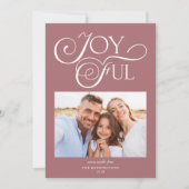 Modern Roos Pattern Joyful Holiday Foto Feestdagenkaart (Voorkant)