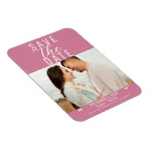 Modern Roos Roze Bewaar de datum Bruiloft Foto Magneet (Rechterzijde)