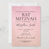 Modern Roos roze biet Mitzvah faux glitter Paint Kaart (Voorkant)