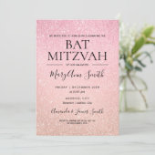 Modern Roos roze biet Mitzvah faux glitter Paint Kaart (Staand voorkant)