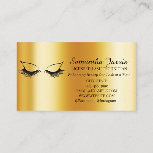 Modern Roos Roze & Gold Folie Lash Branding Visitekaartje (Achterkant)