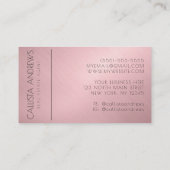 Modern Roos Roze Goud Metallic Stripe Monogram Visitekaartje (Achterkant)