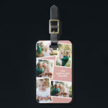 Modern roos roze multi foto familie elegant gesche bagagelabel<br><div class="desc">Modern roos roze multi-fotofamilie stijlvol zwart goud design. Ideaal doordacht verjaardagscadeau,  Moederdag,  Vaderdag of kerstdagscadeau.</div>