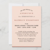 Modern Roos Roze script 4 Fotocollage Afstuderen Aankondiging (Achterkant)