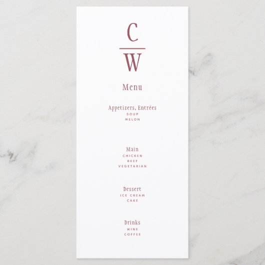 Modern Roos roze stemmenu Menu (Voorkant)