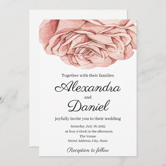 Modern Roos Weddenschap Kaart (Voorkant / Achterkant)