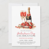 Modern Roos Wijnchampagne Galentine's Day Party Kaart (Voorkant)