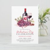 Modern Roos Wijnchampagne Galentine's Day Party Kaart (Staand voorkant)