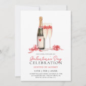 Modern Roos Wijnchampagne Galentine's Day Party Kaart (Voorkant)