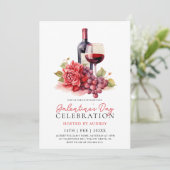 Modern Roos Wijnchampagne Galentine's Day Party Kaart (Staand voorkant)