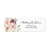 Modern Roos Wit Bloemen Retouradres Label (Voorkant)
