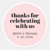 Modern Roos Wit Zwart Dank u Ronde Sticker (Voorkant)