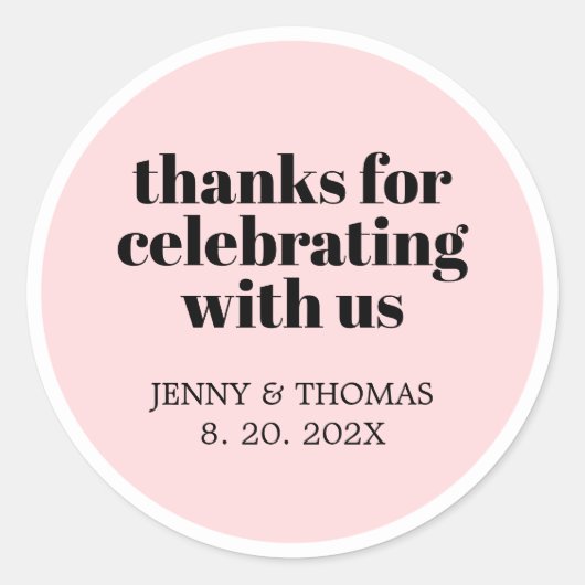 Modern Roos Wit Zwart Dank u Ronde Sticker (Voorkant)