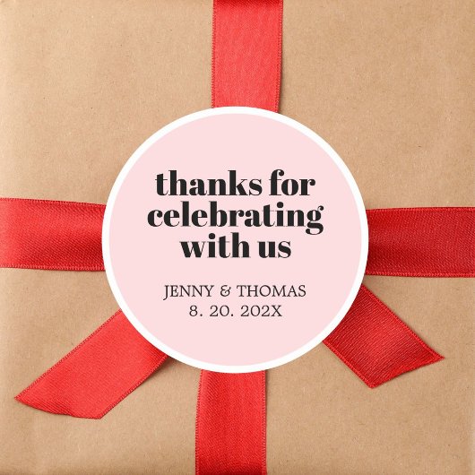 Modern Roos Wit Zwart Dank u Ronde Sticker