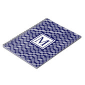 Modern rooster geometrisch monogram navy & wit notitieboek (Linkerzijde)