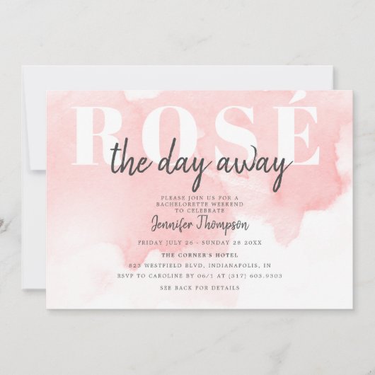 Modern Rosé de hele dag Blush Bachelorette Weekend Kaart (Voorkant)