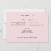 Modern Rosé de hele dag Blush Bachelorette Weekend Kaart (Achterkant)