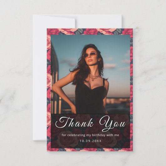 Modern Rose Flower Nature-Inspired Parties Bedankkaart (Voorkant)