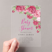 Modern Rose Garden Acrylic Baby Shower Invitation Acryl Uitnodigingen (Insitu (Draagbaar))
