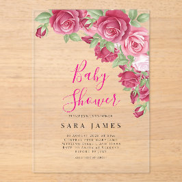 Modern Rose Garden Acrylic Baby Shower Invitation Acryl Uitnodigingen