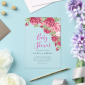 Modern Rose Garden Acrylic Baby Shower Invitation Acryl Uitnodigingen (Insitu (Huwelijk))