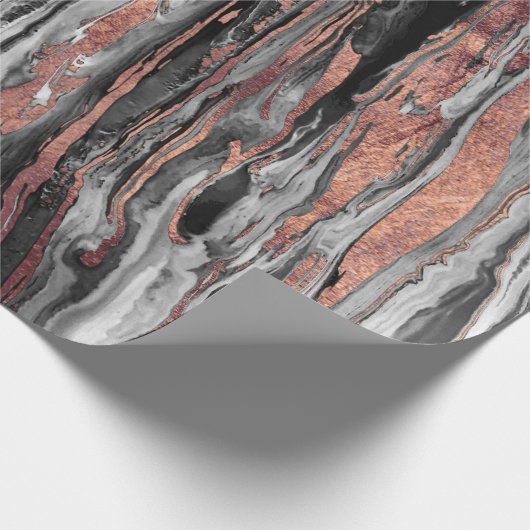 Modern rose gold abstract marbleized paint cadeaupapier (Hoek)