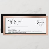 Modern Rose Gold Add Logo Gift Certificate Kaart (Voorkant / Achterkant)