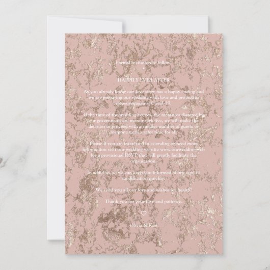 Modern Rose Gold Be Our Guest Photo Couple (Achterkant)