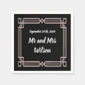 Modern Rose Gold Border Black Cocktail napkin Servet (Voorkant)