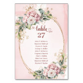 Modern Rose Gold Floral Eucalyptus Table Numbers Kaart (Voorkant)