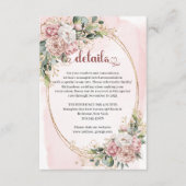 Modern Rose Gold Floral Greenery Details Card Informatiekaartje (Voorkant)
