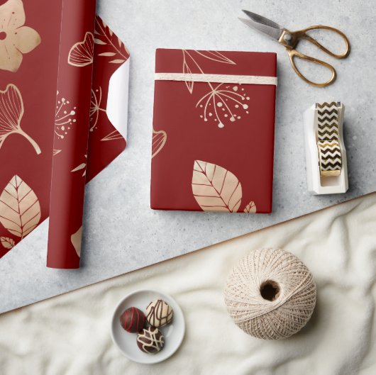 Modern rose gold flowers and leaves cadeaupapier (Crafts)