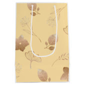 Modern rose gold flowers and leaves medium cadeauzakje (Achterkant)
