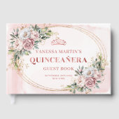 Modern Rose Gold Flowers Eucalyptus Quince  Gastenboek (Voorkant)