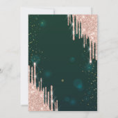 Modern Rose Gold Glitter Drips Green 20th Birthday Kaart (Achterkant)