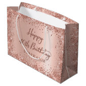 Modern Rose Gold Glitter Monogram 40th Birthday Groot Cadeauzakje (Achterkant Gekanteld)