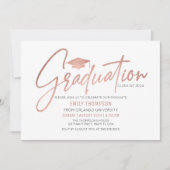 Modern Rose Gold  Graduation Invitation Kaart (Voorkant)