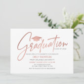 Modern Rose Gold  Graduation Invitation Kaart (Staand voorkant)