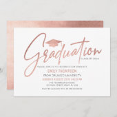 Modern Rose Gold  Graduation Invitation Kaart (Voorkant / Achterkant)