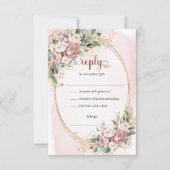 Modern Rose Gold Greenery Wedding RSVP Card (Voorkant)