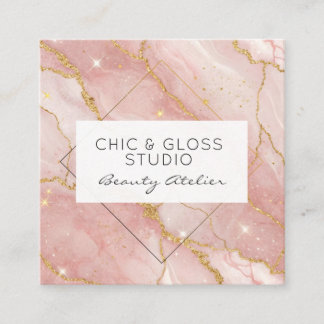 Modern Rose Gold Quartz Beauty Salon Vierkante Visitekaartje