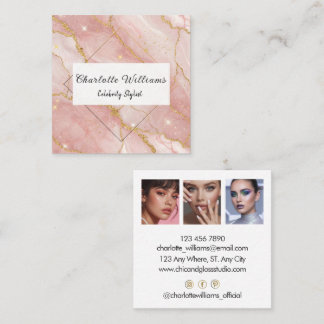 Modern Rose Gold Quartz Glam Stylist Vierkante Visitekaartje